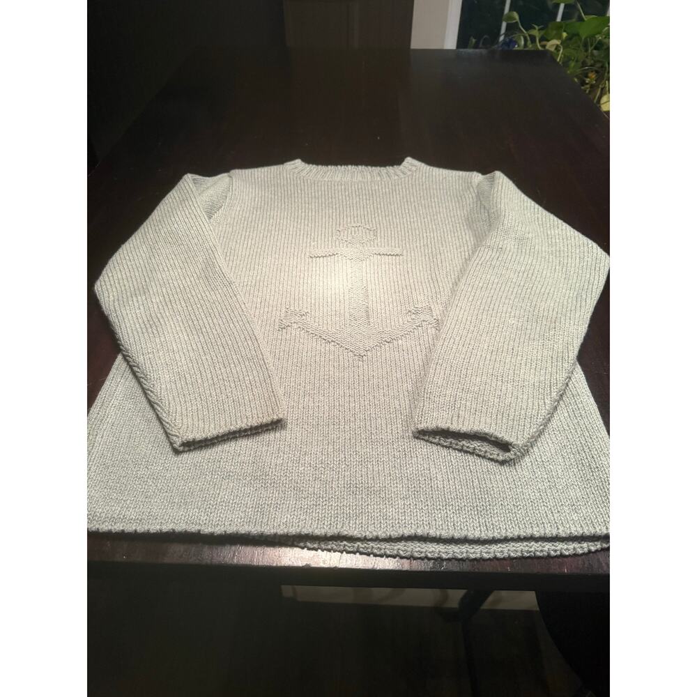 Vintage FLORA CREW NECK Sweater, Anchor Design,Light Green, Size M,New